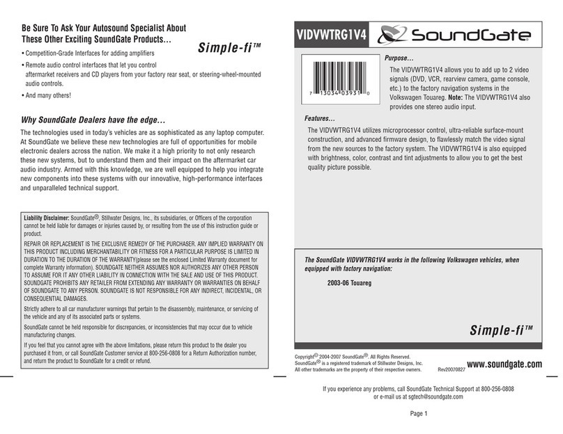 SoundGate VIDVWTRG1V4 installation instructions SoundGate VIDVWTRG1V4 installation instructions
