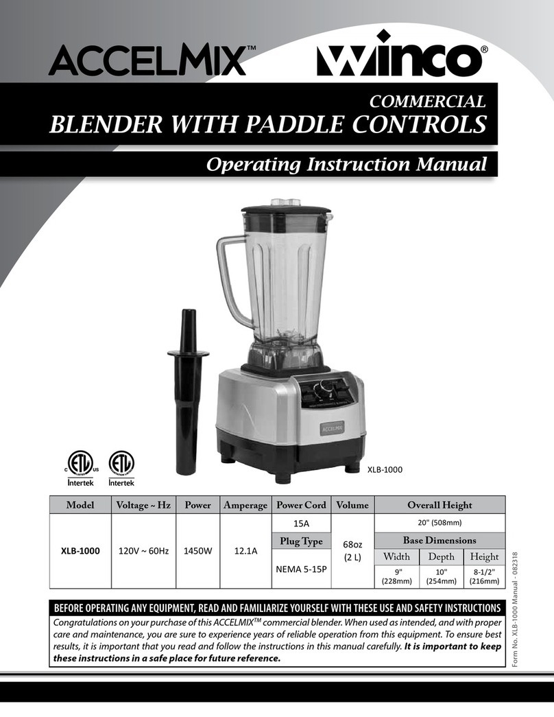 Winco Accelmix XLB-1000 Operating instructions manual