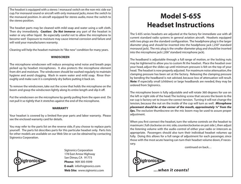 Sigtronics S-65S instructions