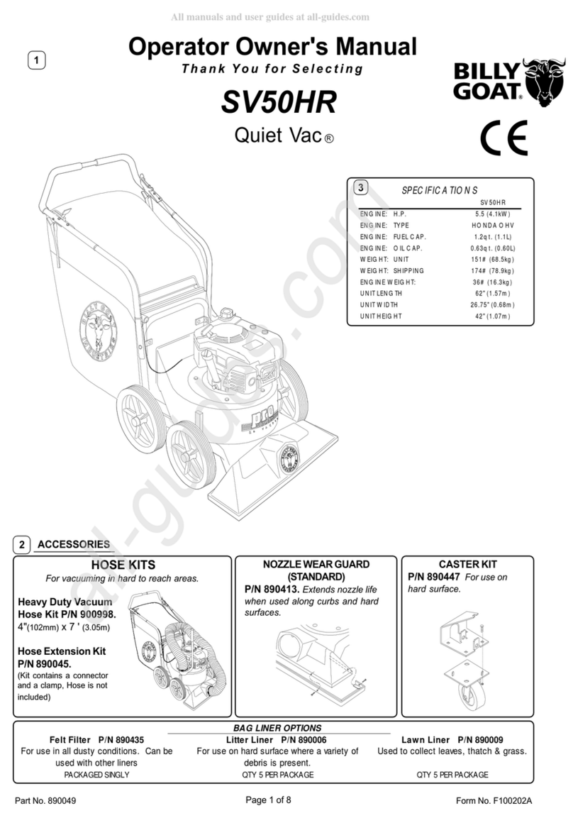 Billy Goat Quiet Vac SV50HR Installation instructions