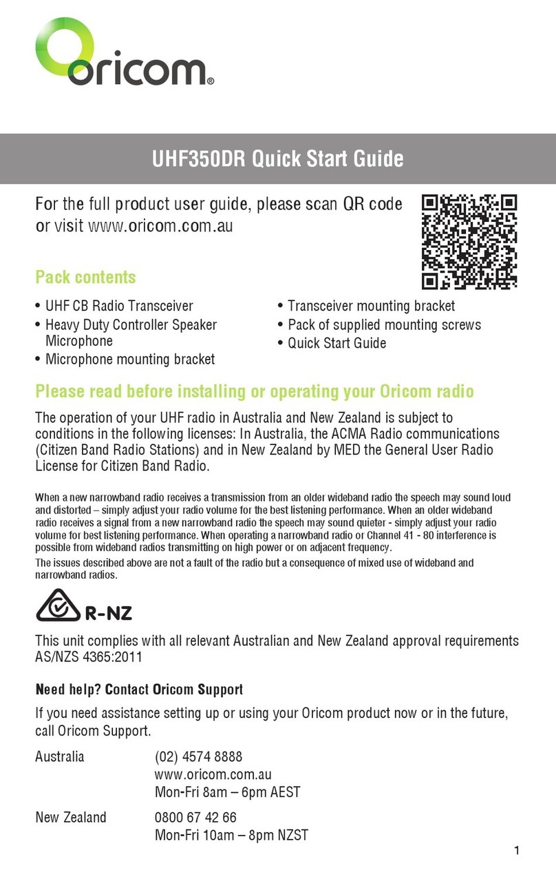 Oricom UHF350DR quick start guide