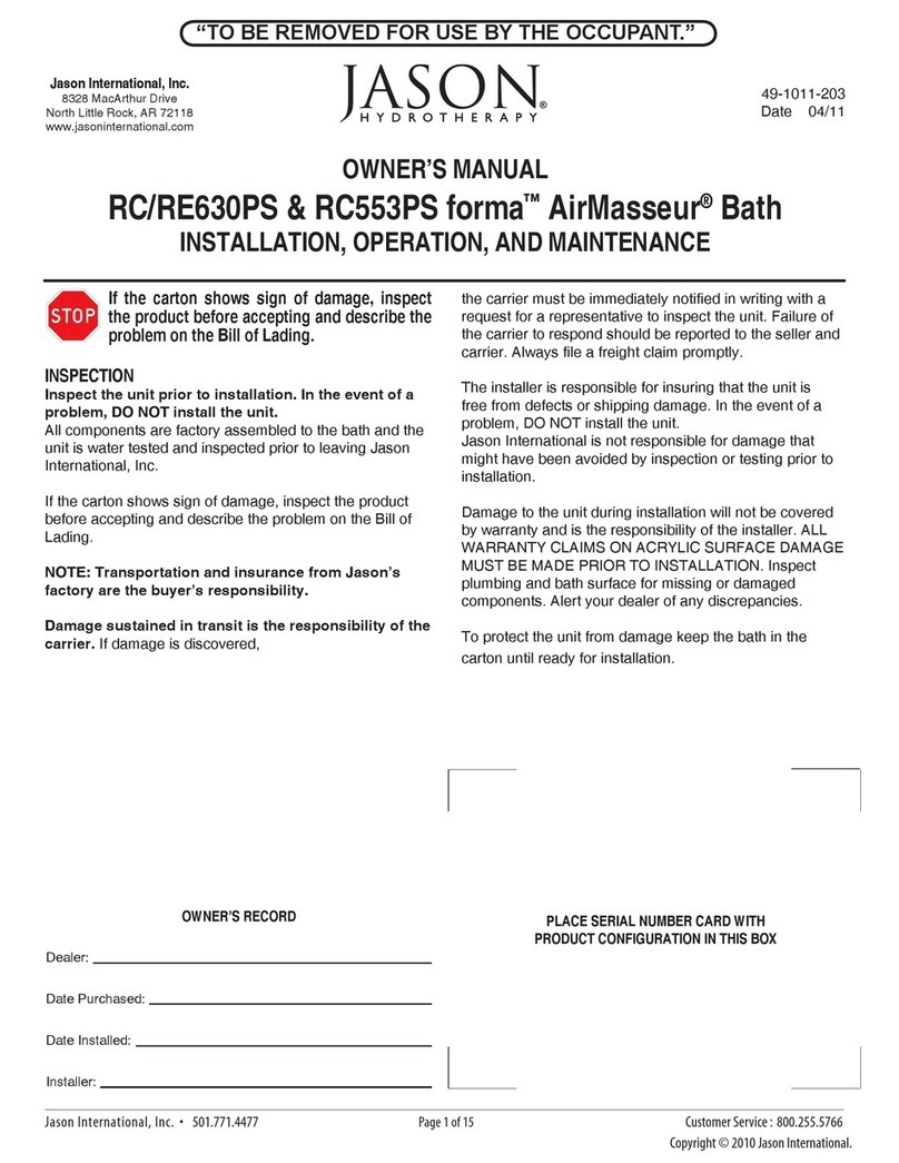 JASON Hydrotherapy forma AirMasseur RC553PS User manual