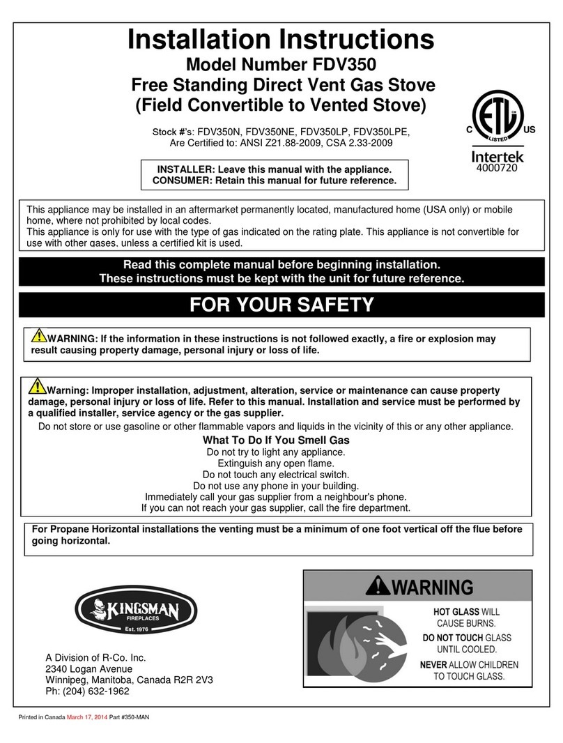 RCO Kingsman Fireplaces FDV350N installation instructions