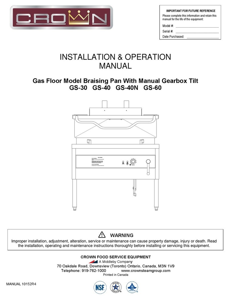 Middleby CROWN GS-30 Installation & operation manual Middleby CROWN GS-30 Installation & operation manual
