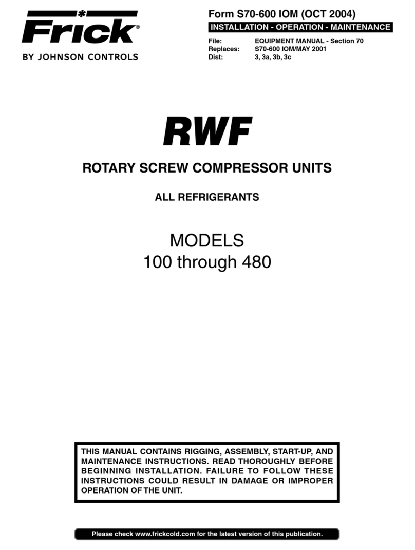 Johnson Controls Frick RWF 100 User manual