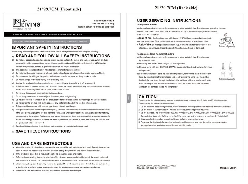 for Living 151-3909-2 instruction manual for Living 151-3909-2 instruction manual