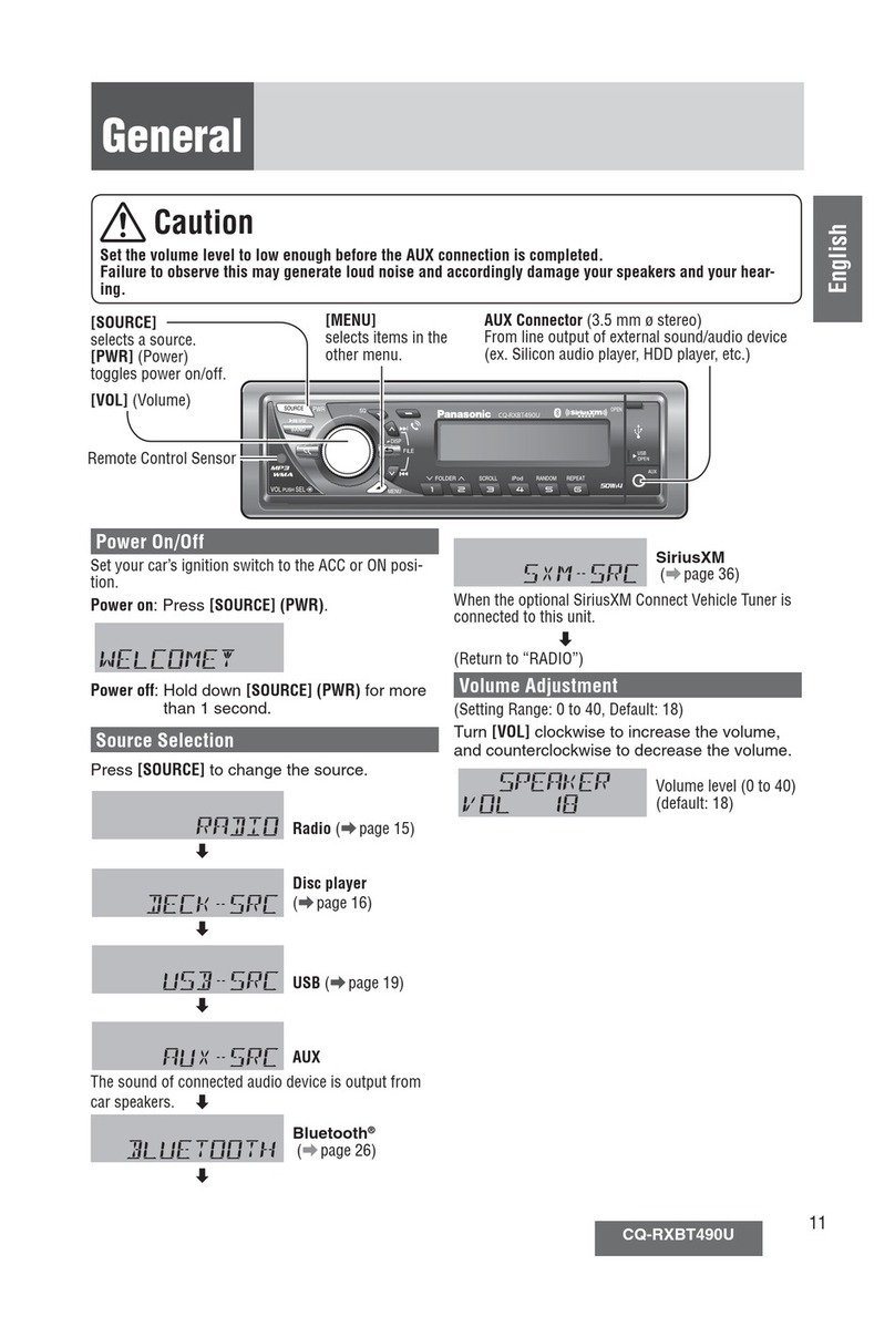 Panasonic SiriusXM CQ-RXBT490U quick start guide