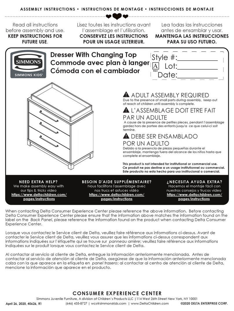 Simmons Kids Dresser With Changing Top Assembly instructions
