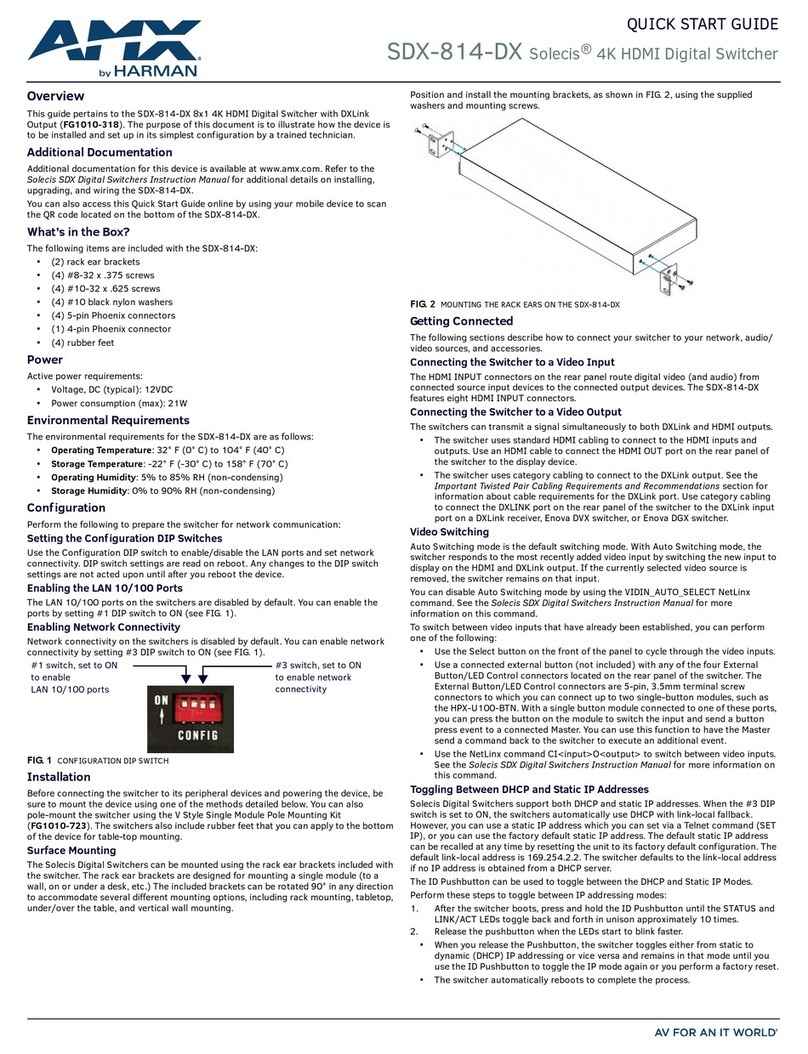 Harman AMX Solecis SDX-814-DX quick start guide