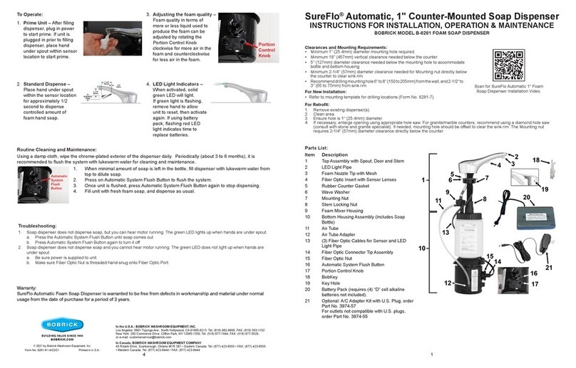 Bobrick SureFlo B-8281 Programming manual