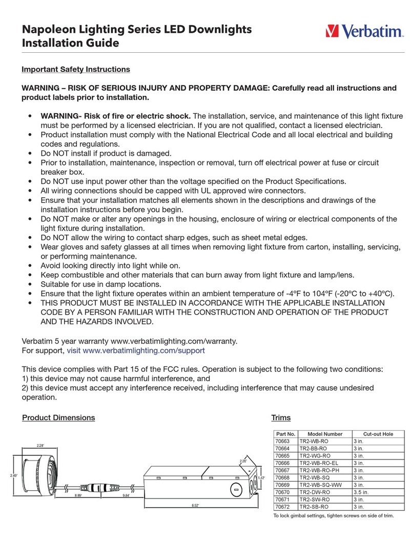 Verbatim Napoleon Lighting Series installation guide