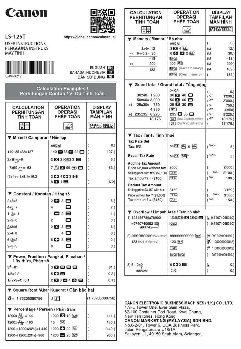 Canon LS-125T User instructions