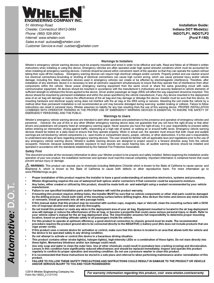 Whelen Engineering Company INDOTLP1 installation guide Whelen Engineering Company INDOTLP1 installation guide