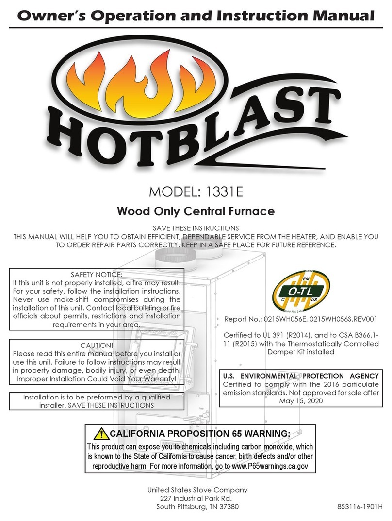 United States Stove Company HotBlast 1331E Owner's operation and instruction manual