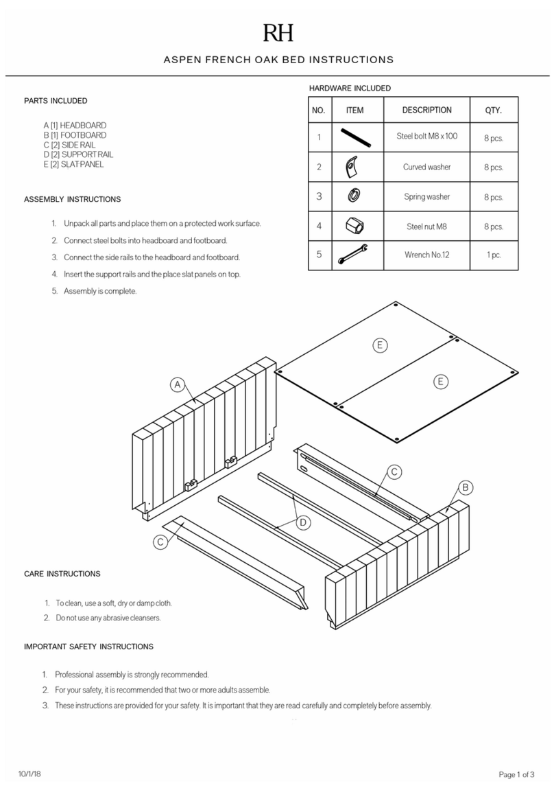 RH ASPEN FRENCH OAK BED User manual RH ASPEN FRENCH OAK BED User manual