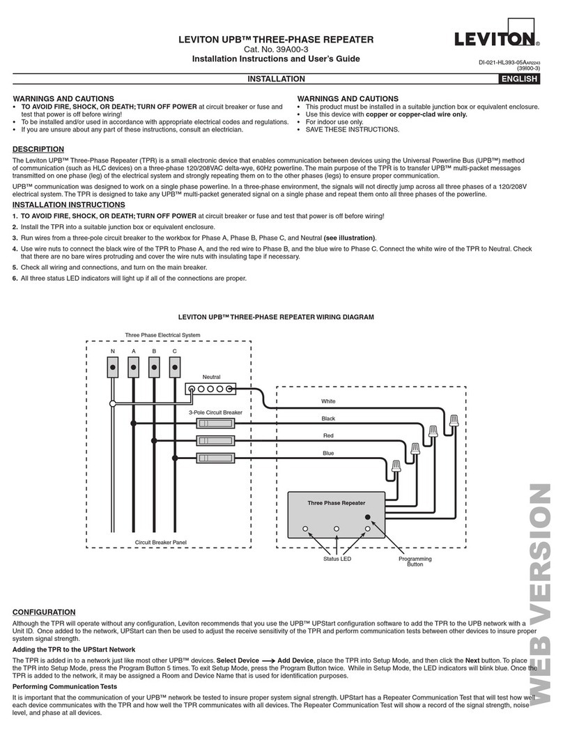 Leviton UPB 39A00-3 Mounting instructions