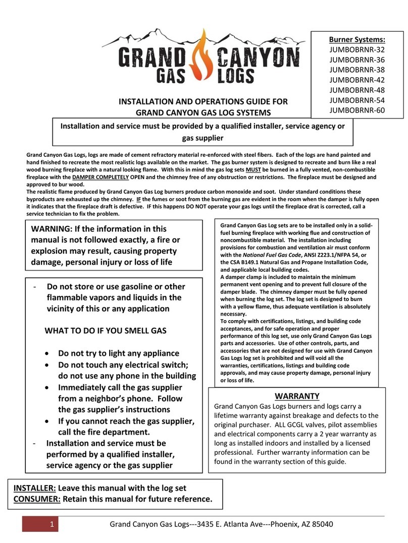 Grand Canyon Gas Logs JUMBOBRNR-36 Operating instructions