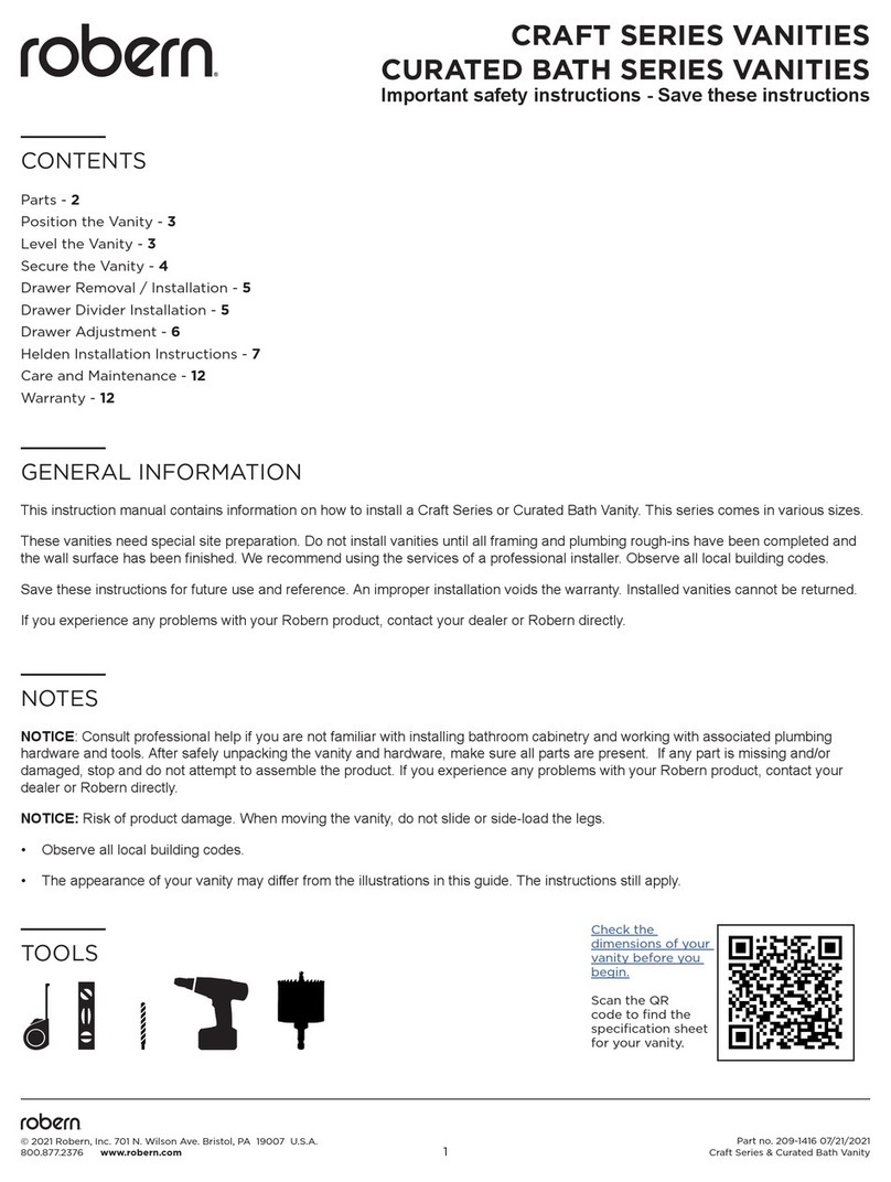 Robern CRAFT Series Important safety instructions Robern CRAFT Series Important safety instructions