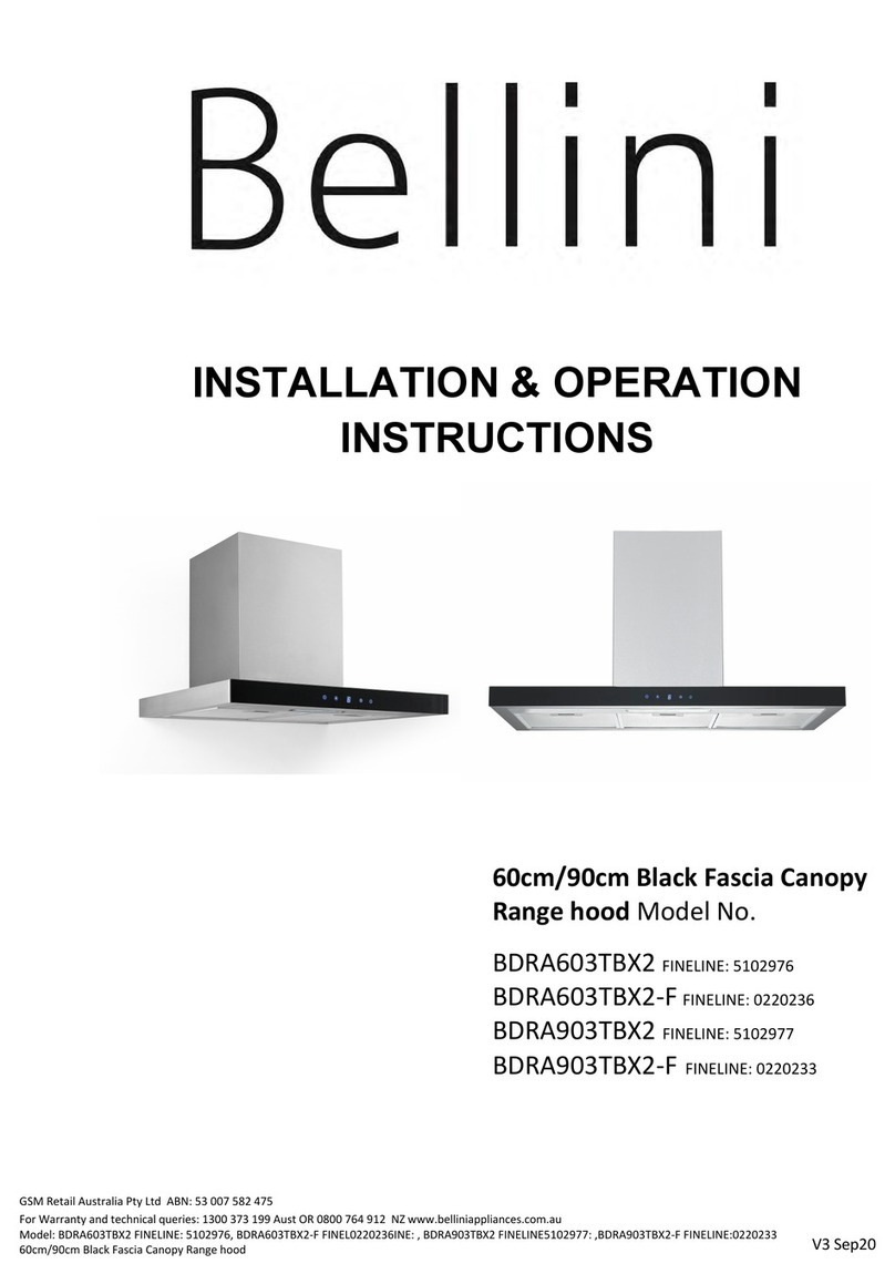 Bellini BDRA603TBX2 Installation & operation instructions