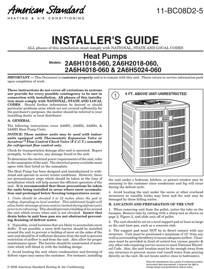 American Standard 2A6H1018-060 Installer's guide American Standard 2A6H1018-060 Installer's guide
