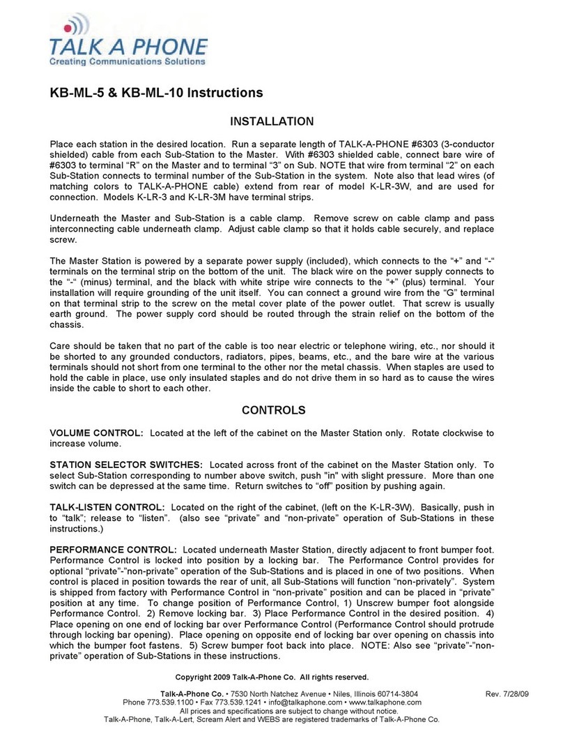 Talkaphone KB-ML-5 instructions