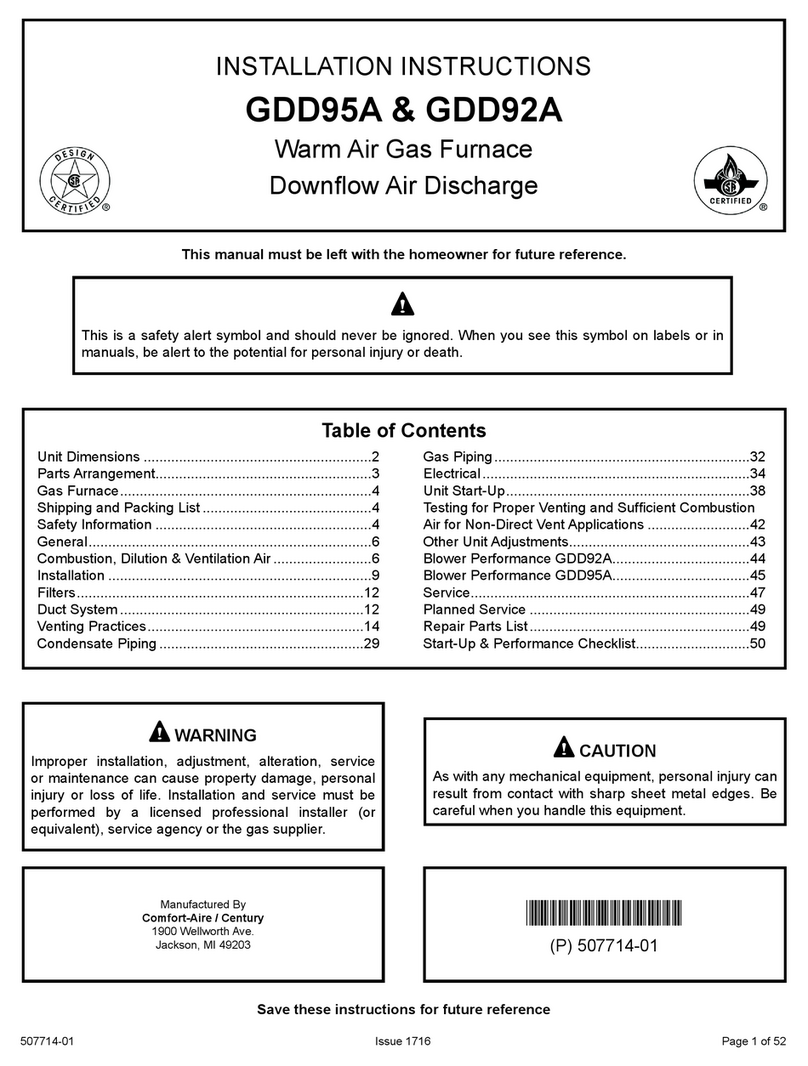 Comfortaire GDD95A installation instructions