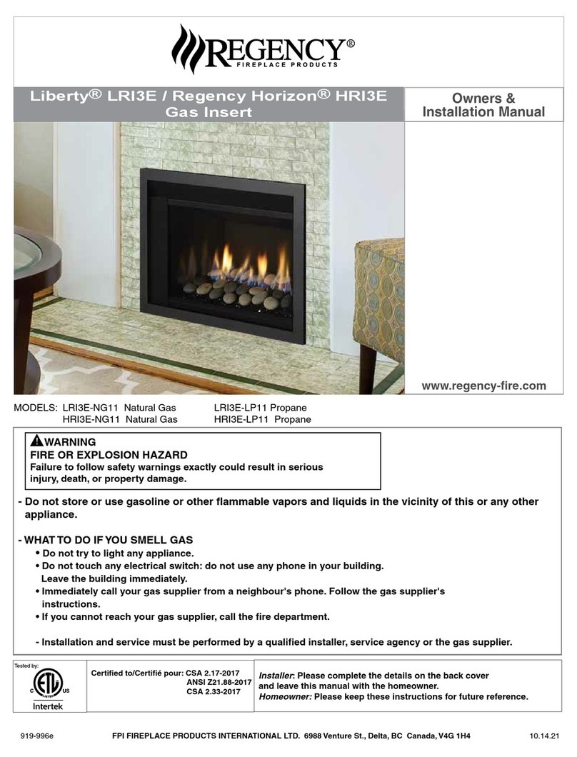 Regency Fireplace Products Liberty LRI3E Owners & installation manual