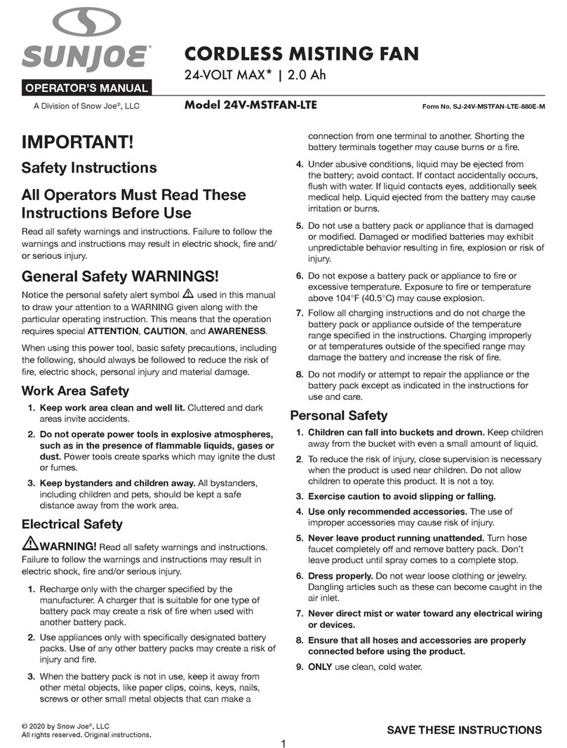 sunjoe 24V-MSTFAN-LTE User manual