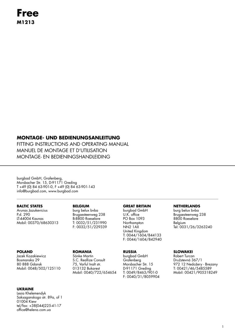 burgbad Free M1213 FITTING INSTRUCTIONS AND OPERATING MANUAL burgbad Free M1213 FITTING INSTRUCTIONS AND OPERATING MANUAL