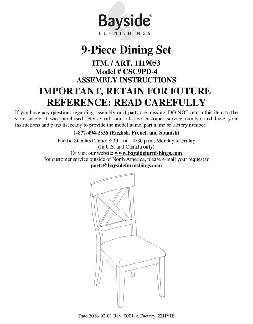 Bayside Furnishings CSC9PD-4 Assembly instructions