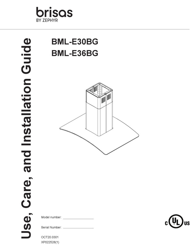 Zephyr brisas BML-E30BG Use, care and installation guide