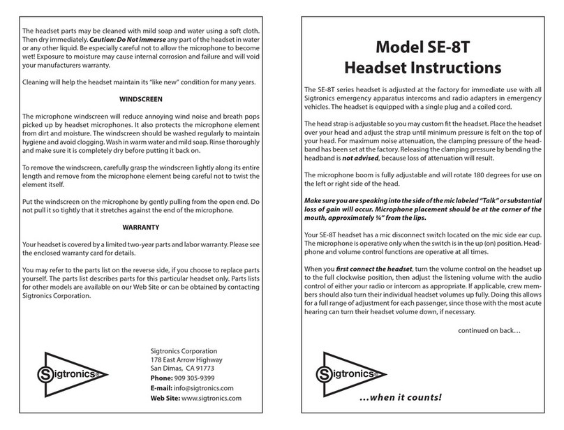 Sigtronics SE-8T Series instructions