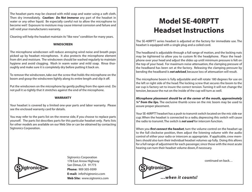 Sigtronics SE-40RPTT Series User manual
