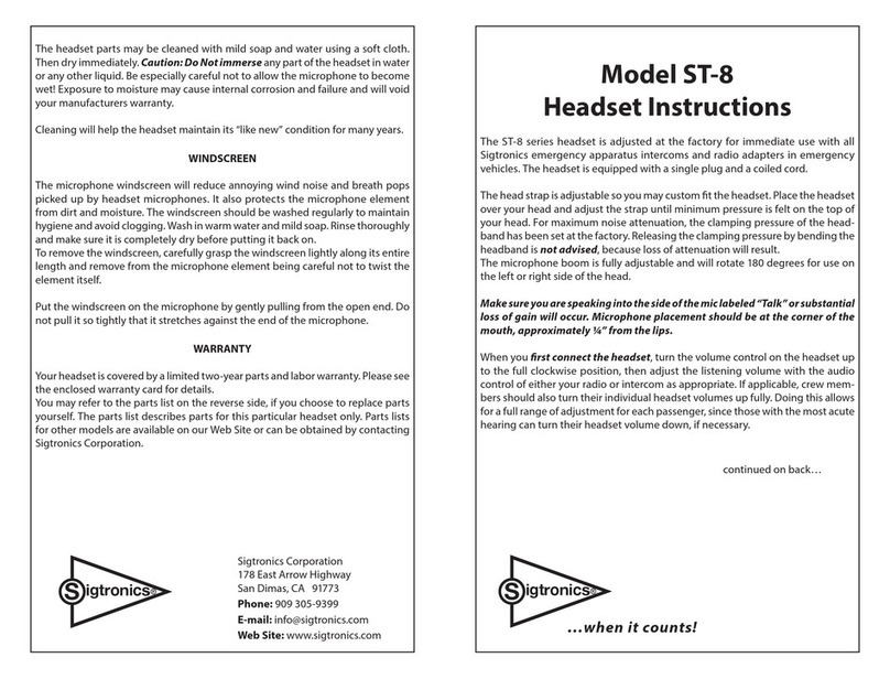 Sigtronics ST-8 Series User manual