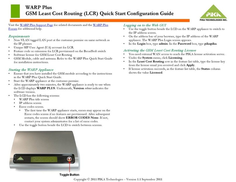 PIKA WARP Plus Quick start configuration guide