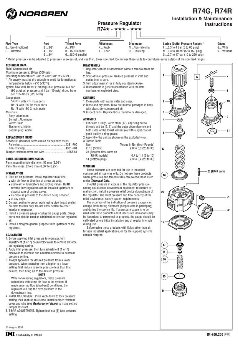 IMI NORGREN R74G Installation and operating instructions IMI NORGREN R74G Installation and operating instructions