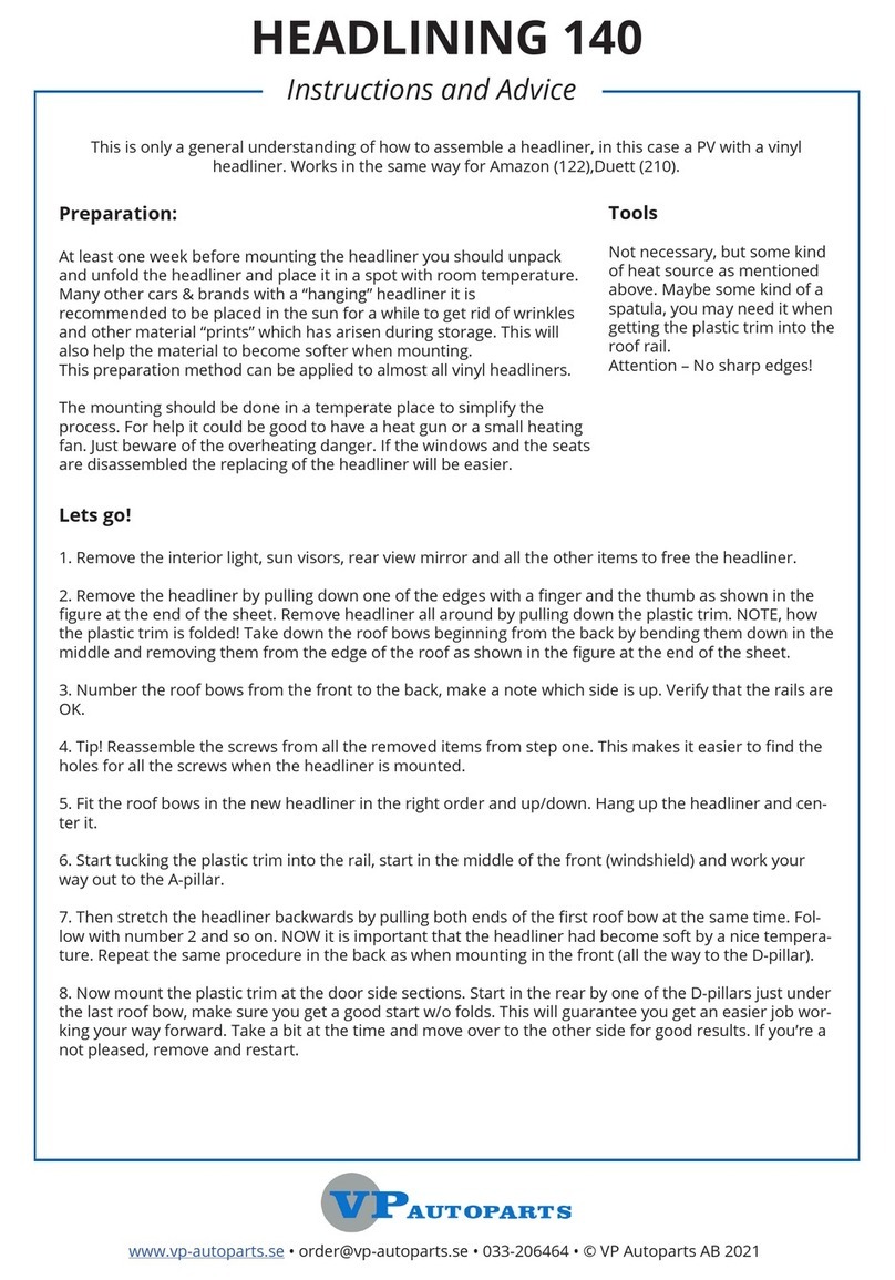 VP Autoparts HEADLINING 140 Instructions and Advice