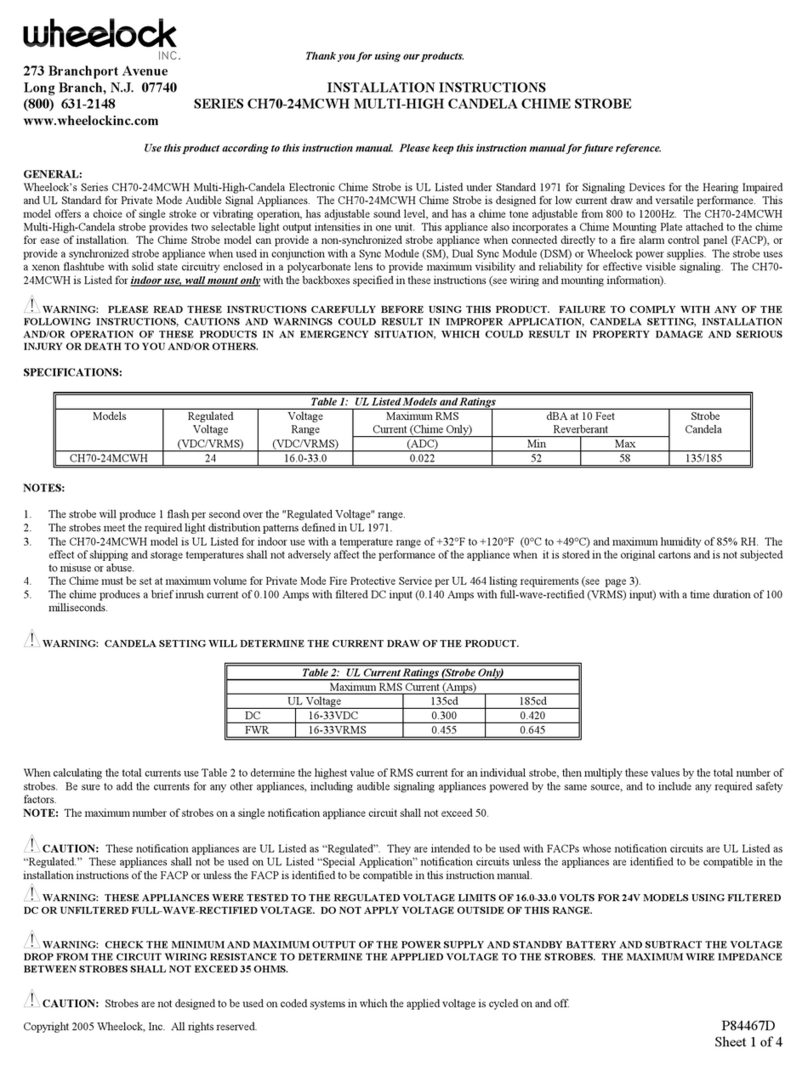 Wheelock CH70-24MCWH Series User manual