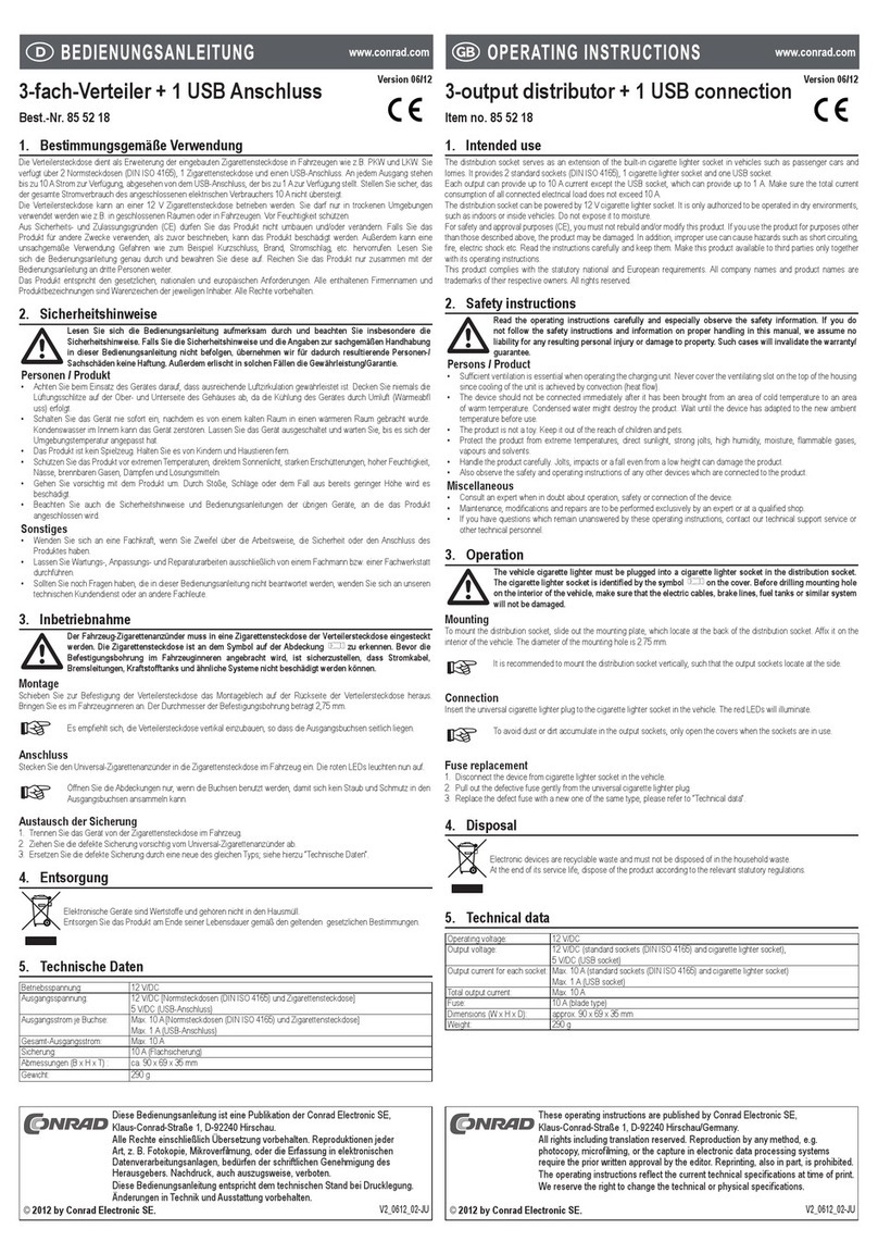 Conrad 825218 operating instructions
