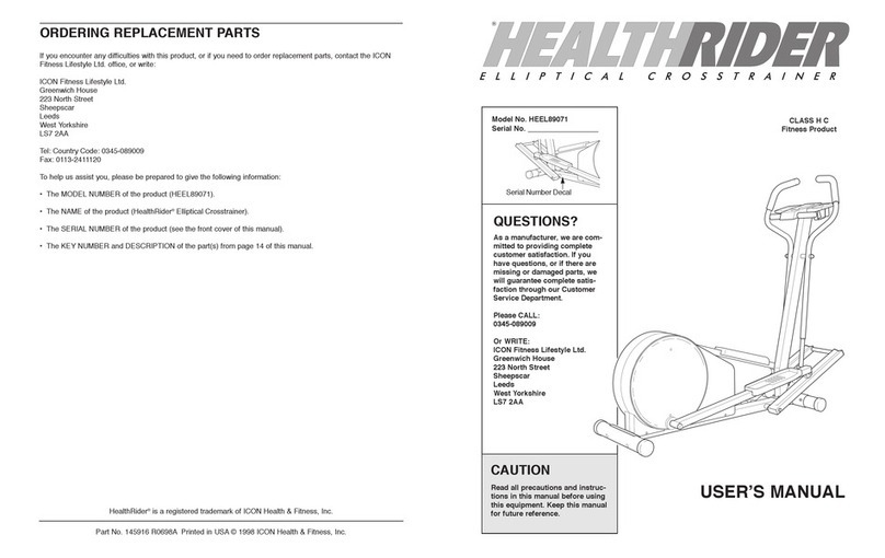 HEALTH RIDER HEEL89071 User manual