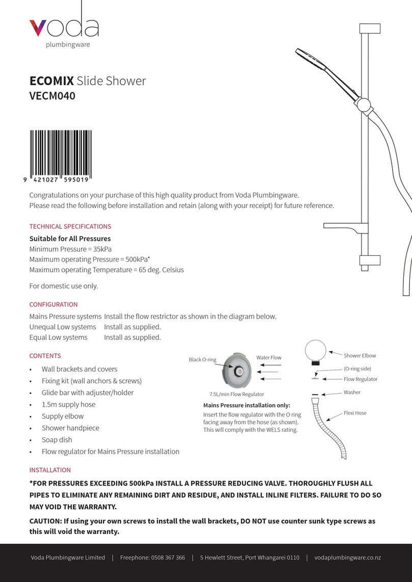 Voda Plumbingware ECOMIX VECM040 quick start guide
