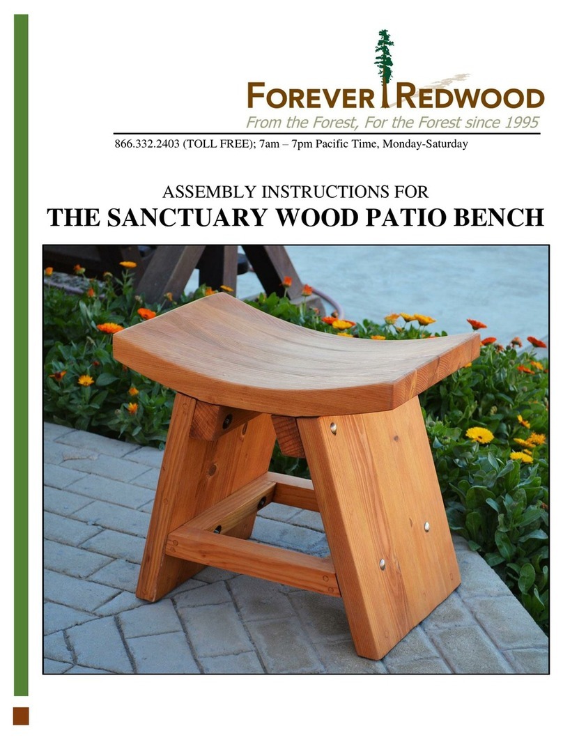 Forever Redwood THE SANCTUARY WOOD PATIO BENCH Assembly instructions Forever Redwood THE SANCTUARY WOOD PATIO BENCH Assembly instructions