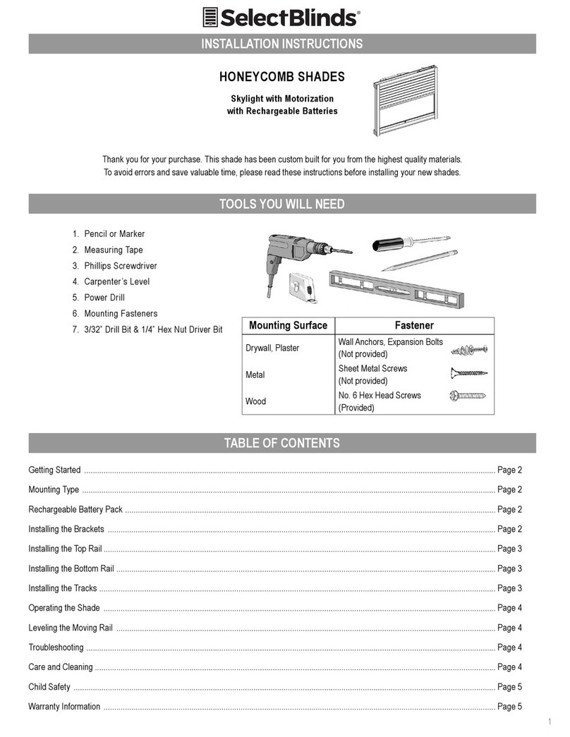 SelectBlinds Cordless Honeycomb Shades User manual SelectBlinds Cordless Honeycomb Shades User manual