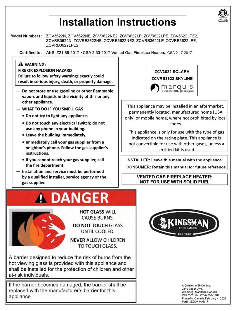 Kingsman Fireplaces ZCV3622N installation instructions