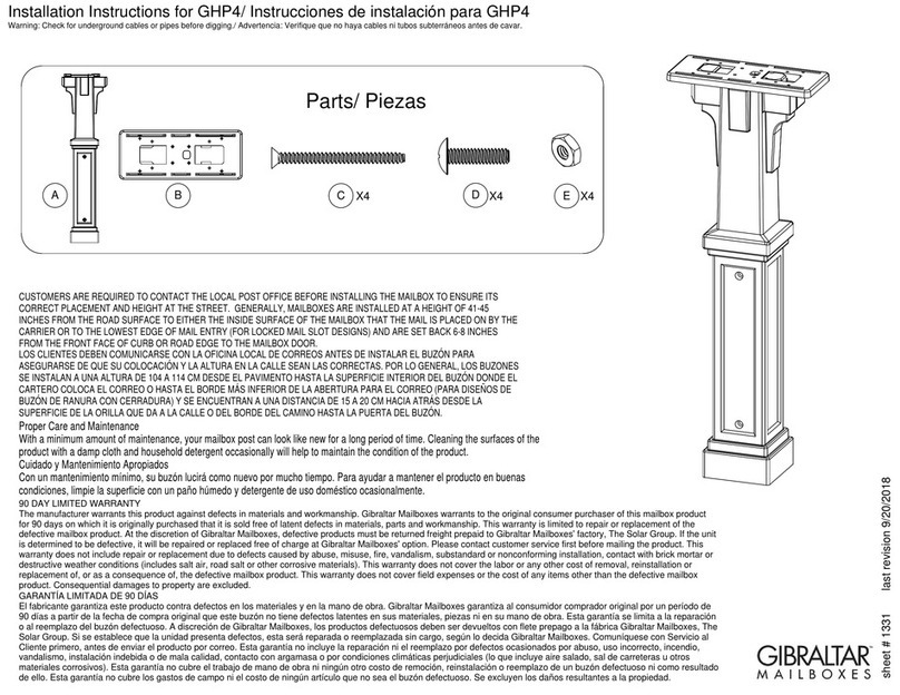 Gibraltar Mailboxes GHP4 installation instructions