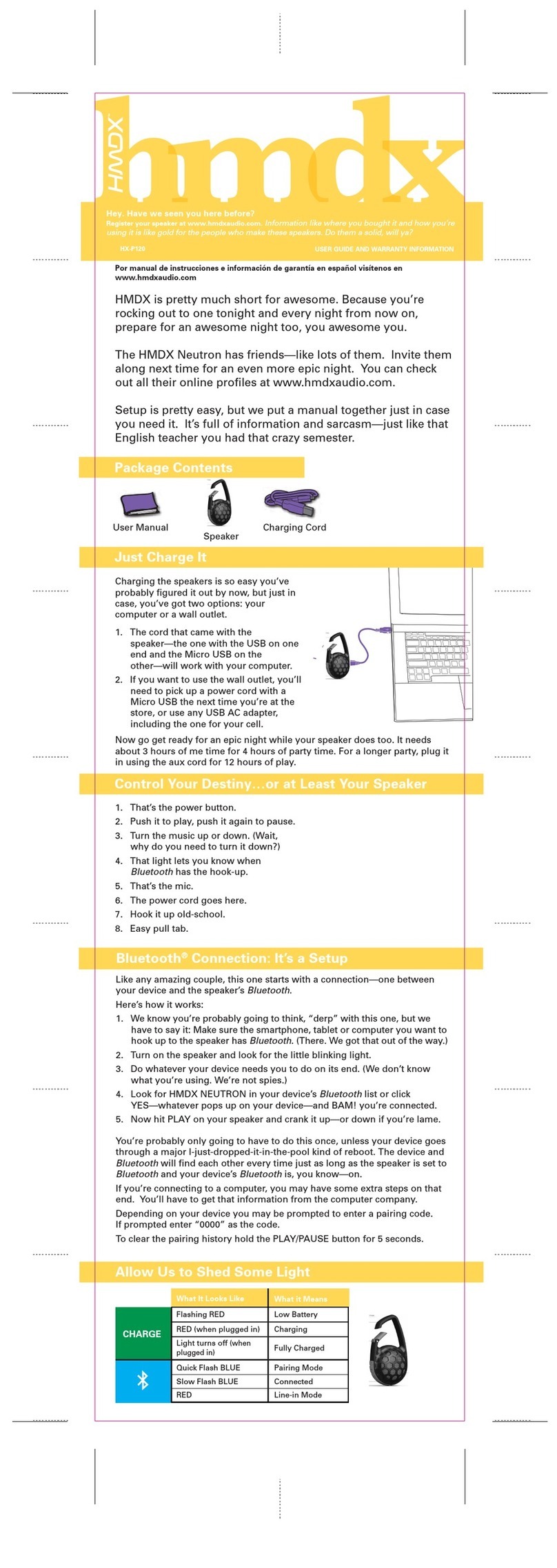 HMDX HX-P120 quick start guide