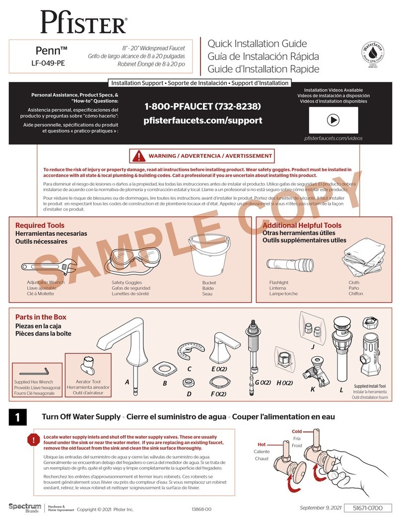 Pfister Penn LF-049-PE Quick installation guide