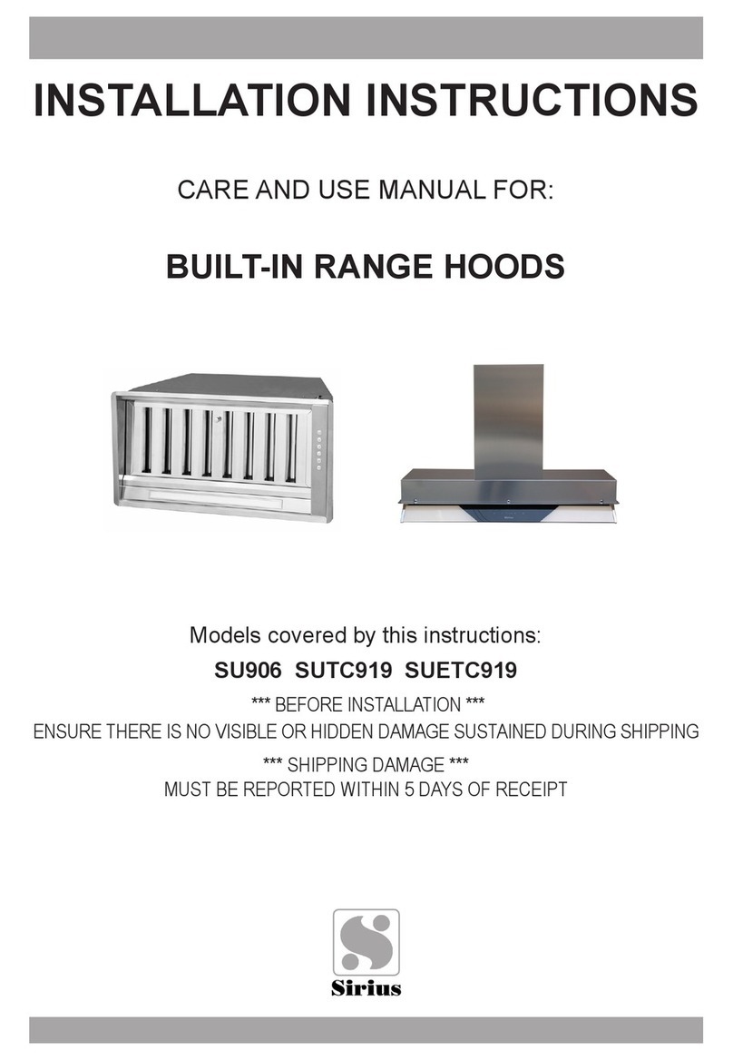 Sirius Range Hoods SU906 installation instructions Sirius Range Hoods SU906 installation instructions