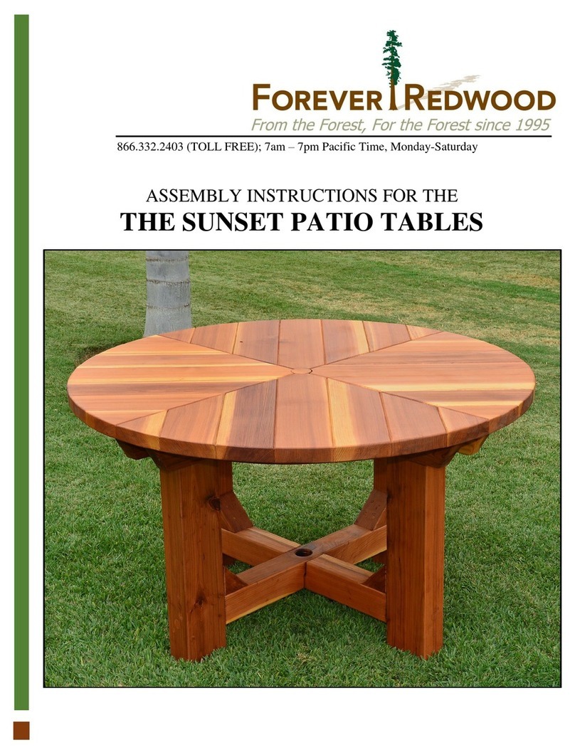 Forever Redwood THE SUNSET PATIO TABLES Assembly instructions