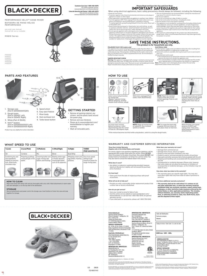 Black & Decker Perormance Helix MX610B use and care manual